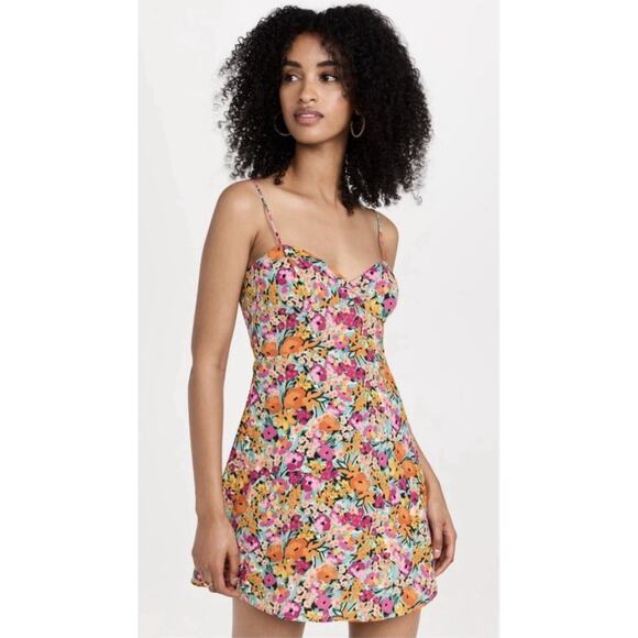 For Love & Lemons Dresses & Skirts - For Love And Lemons Orange Multicolor Floral Deena Mini Slip Dress Sz Xs